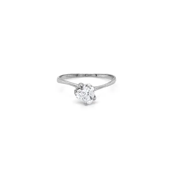 Engagement Ring with White Gold Zircon