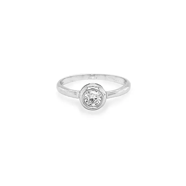 Gold Engagement Ring with Zircon