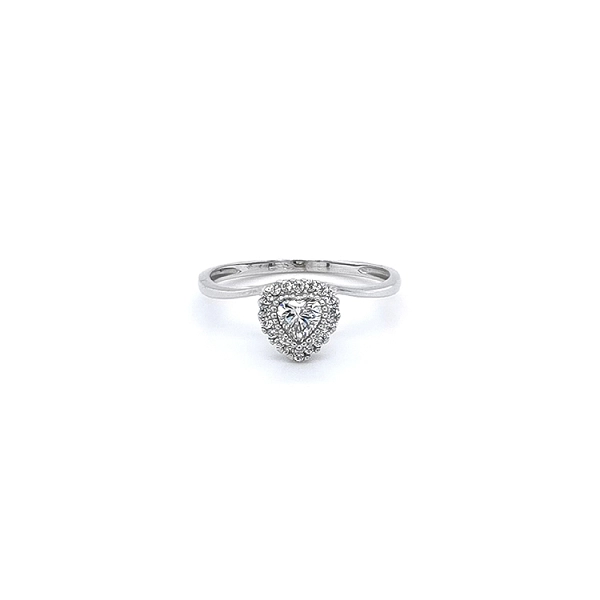 Engagement Ring with White Gold Zircons