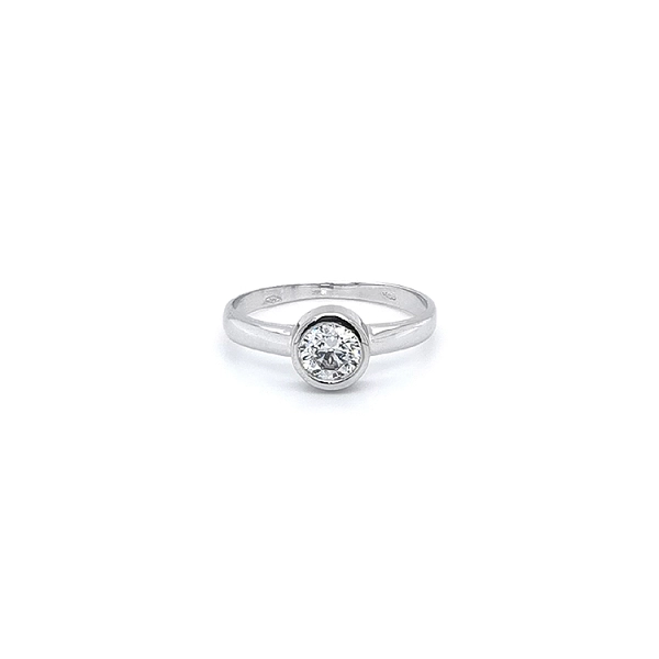 Engagement Ring with White Gold Zircon