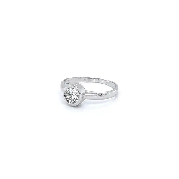 Engagement Ring with White Gold Zircon