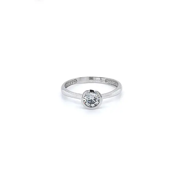 Engagement Ring with White Gold Zircon