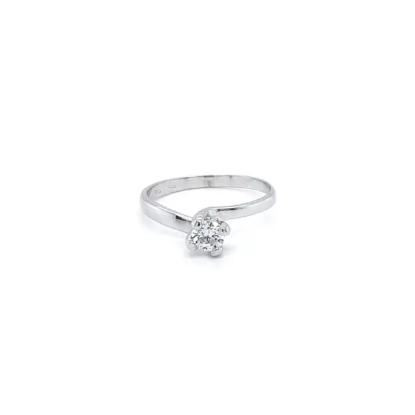 Engagement Ring with White Gold Zircon