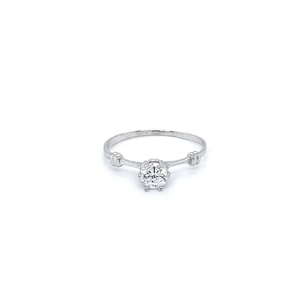 Engagement Ring with White Gold Zircon