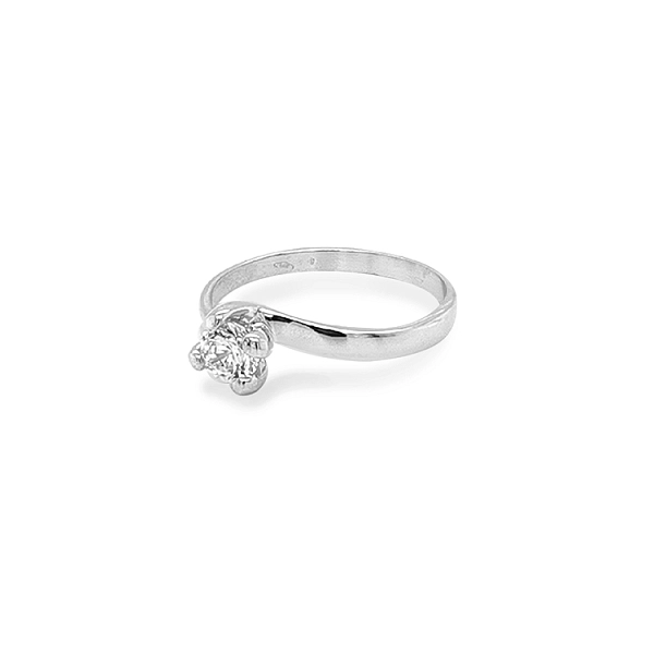 Gold Engagement Ring with Zircon