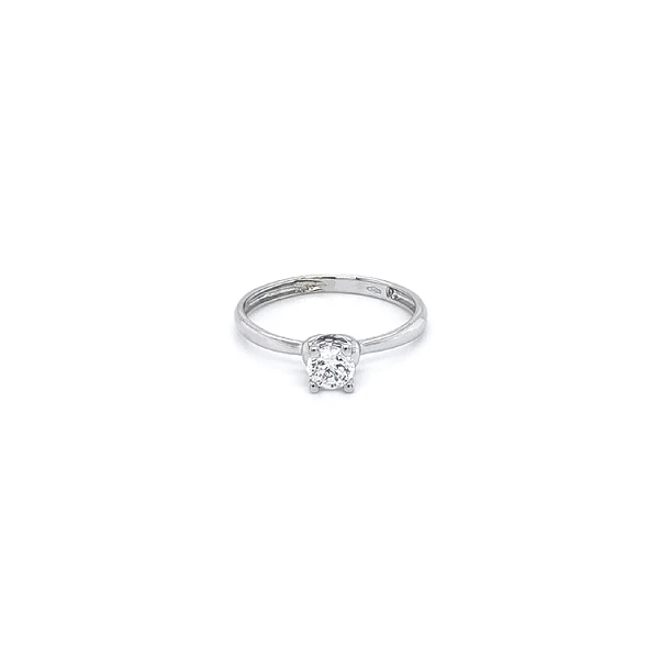 Engagement Ring with White Gold Zircon