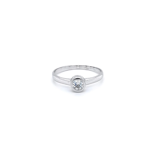 Engagement Ring with White Gold Zircon