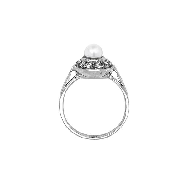 Gold Ring with Pearl and Zircones