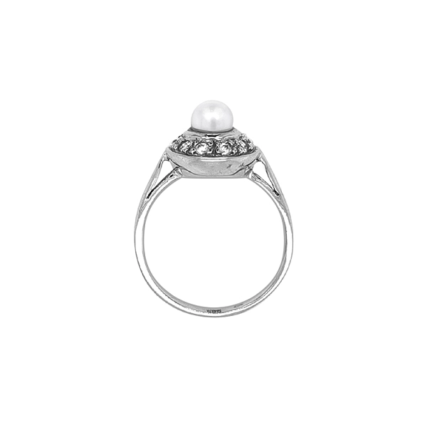 Gold Ring with Pearl and Zircones