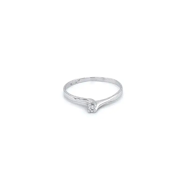 Engagement Ring with White Gold Zircon
