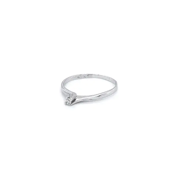 Engagement Ring with White Gold Zircon