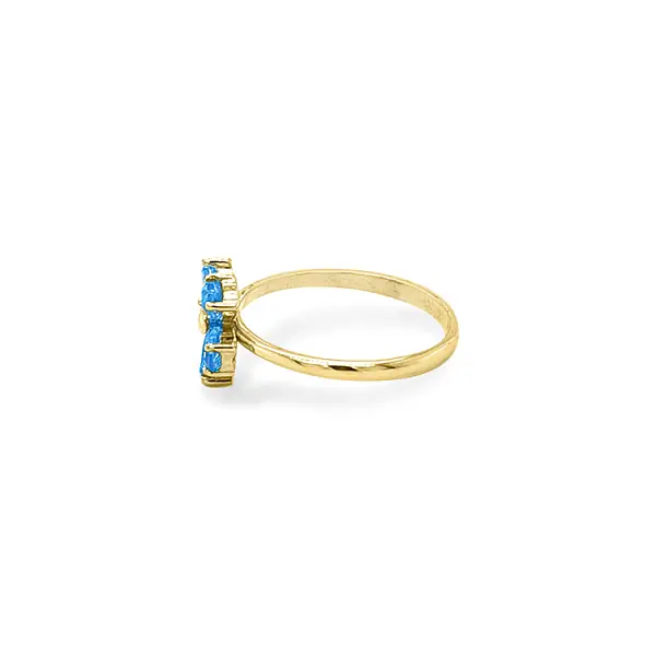 Gold Ring with Blue Stones Flower