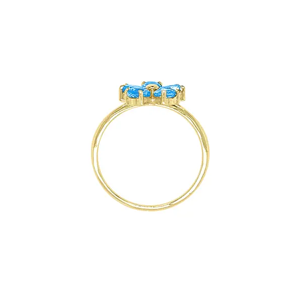 Gold Ring with Blue Stones Flower
