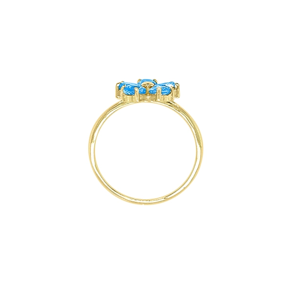 Gold Ring with Blue Stones Flower