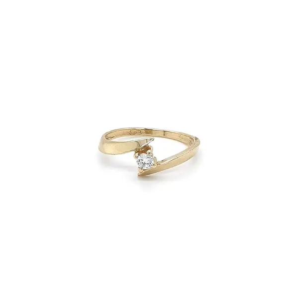 Gold Engagement Ring with Zircon