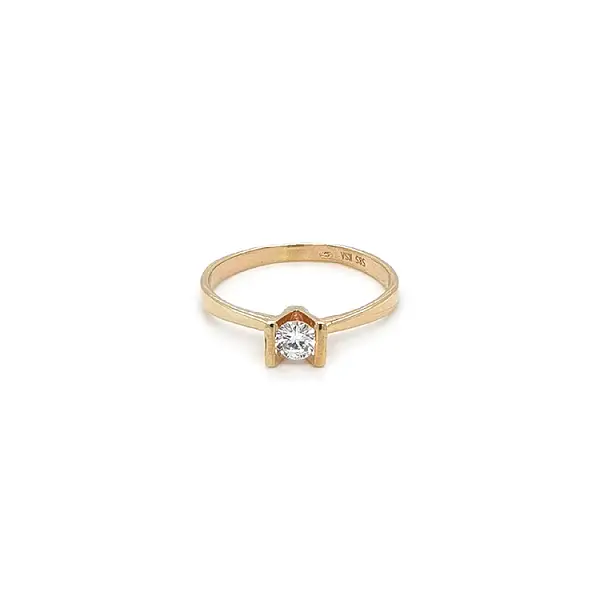 Gold Engagement Ring with Ziron