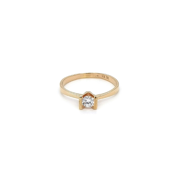 Gold Engagement Ring with Ziron