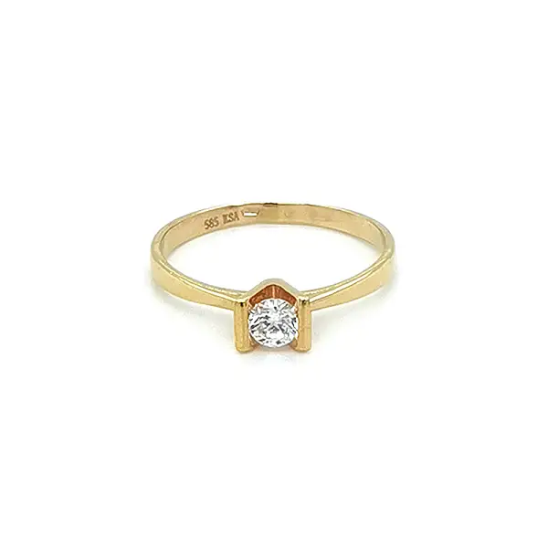 Gold Engagement Ring with Zircon