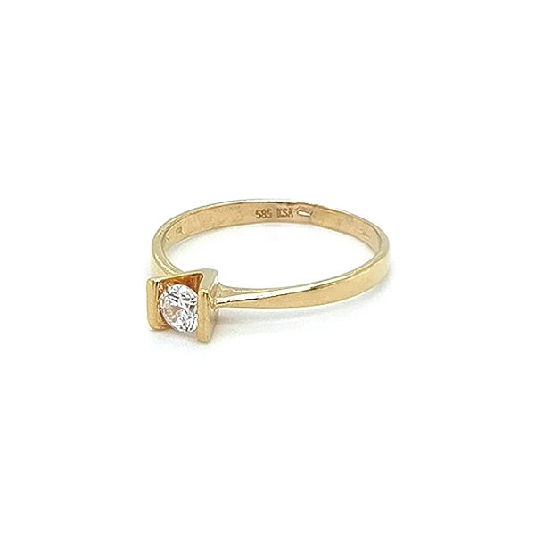 Gold Engagement Ring with Zircon