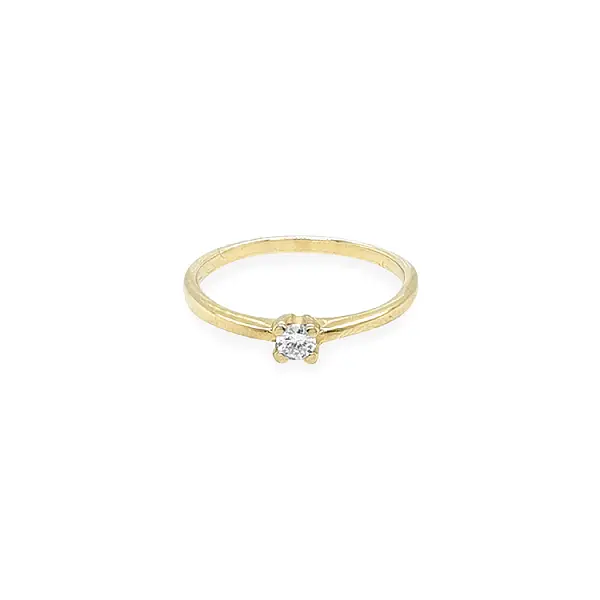 Gold Engagement Ring with Zircon