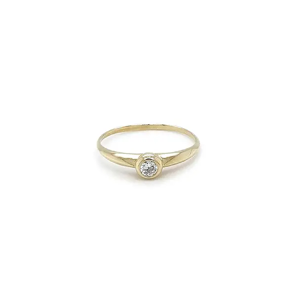 Gold Engagement Ring with Zircon