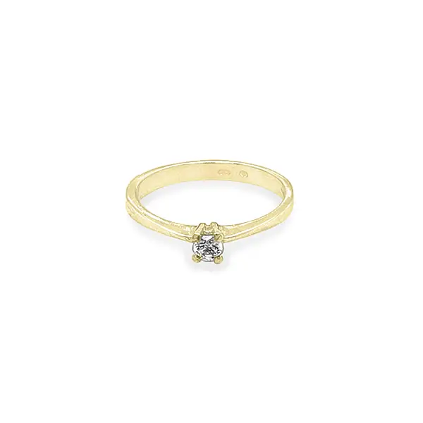 Gold Engagement Ring with Zircon