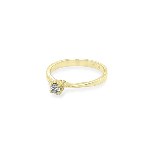 Gold Engagement Ring with Zircon
