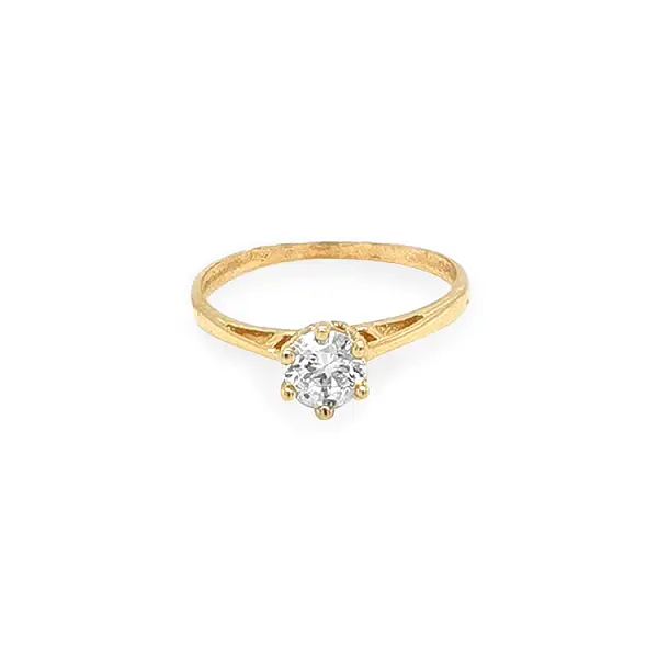 Gold Engagement Ring with Zircon