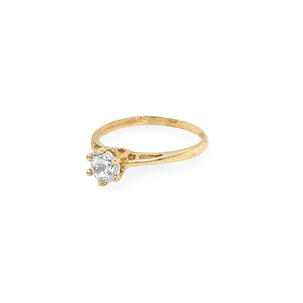 Gold Engagement Ring with Zircon