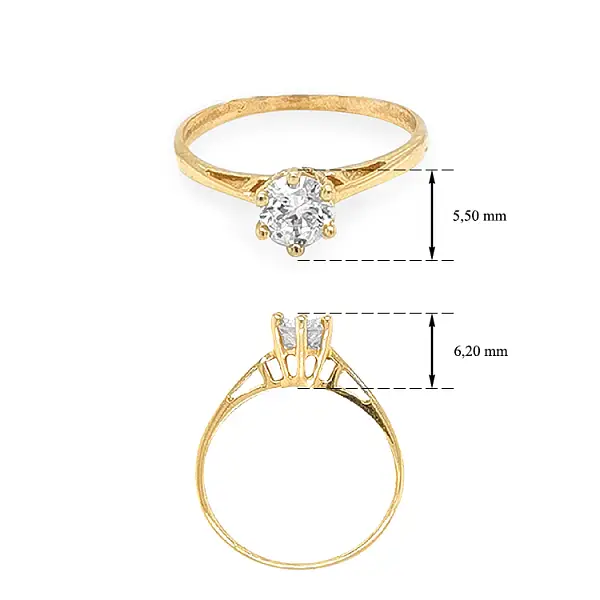 Gold Engagement Ring with Zircon