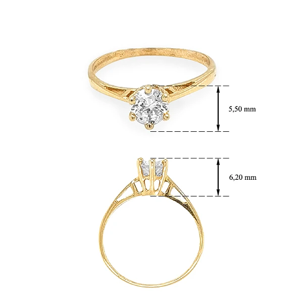 Gold Engagement Ring with Zircon