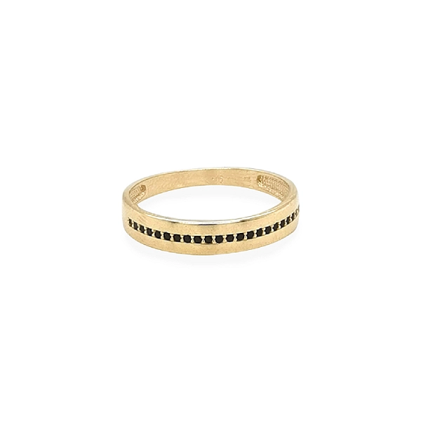 Gold Ring with Black Zircons