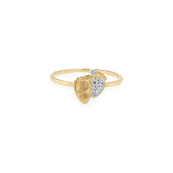 Gold Ring Baby Feet with Zircones