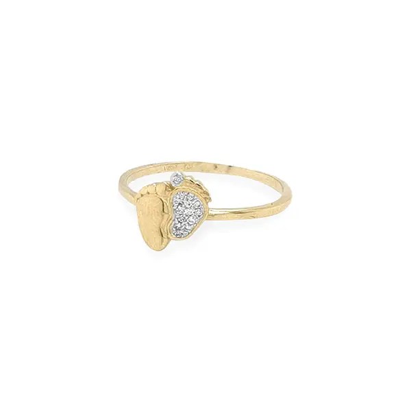 Gold Ring Baby Feet with Zircones