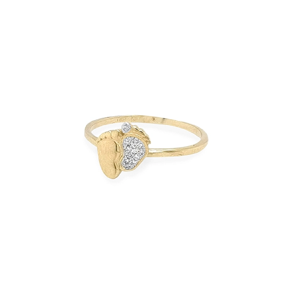 Gold Ring Baby Feet with Zircones