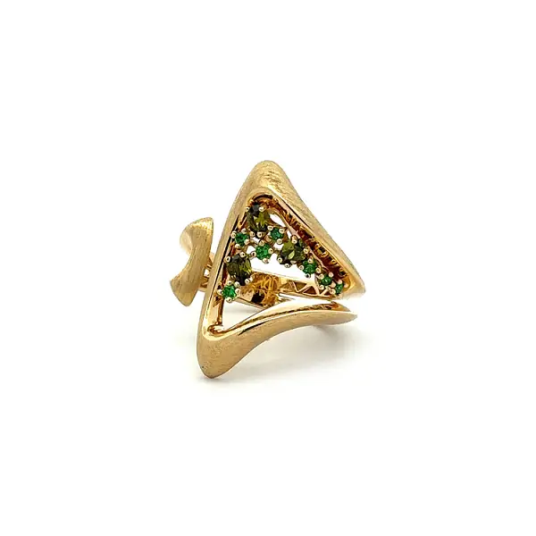 Gold Ring with Green Stones