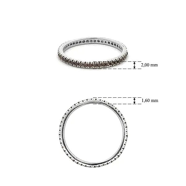 White Gold Ring with Brown Eternity Stones