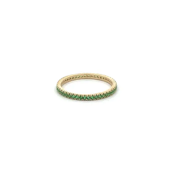 Gold Eternity Ring with Green Stones