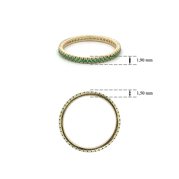 Gold Eternity Ring with Green Stones
