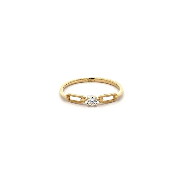 Gold Engagement Ring with Zircon