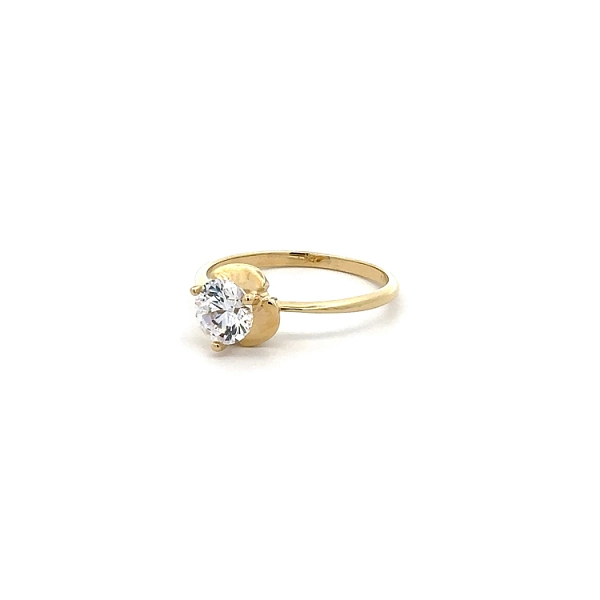 Gold Engagement Ring with Zircon