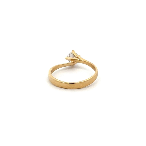 Gold Engagement Ring with Zircon