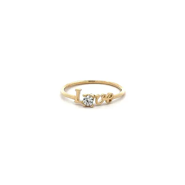 Gold Ring Love with Zircon