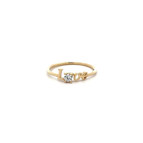 Gold Ring Love with Zircon