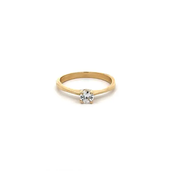 Gold Engagement Ring with Zircon
