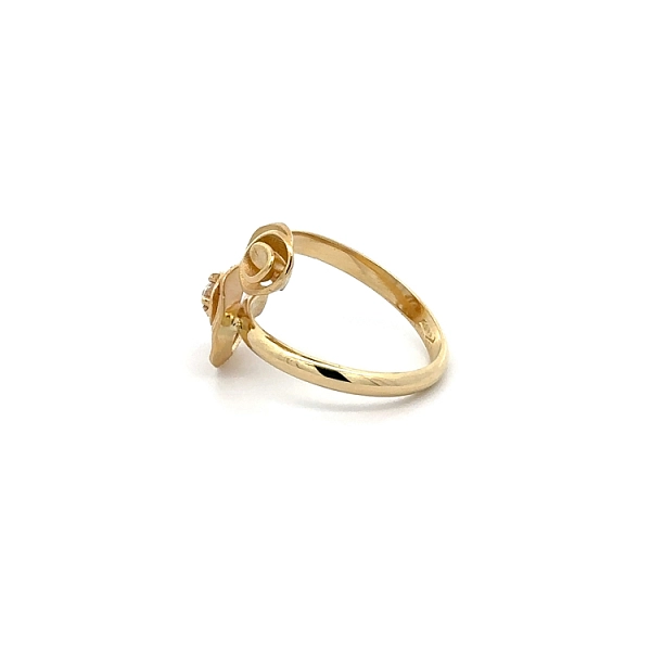 Gold Ring Flowers with Zircon