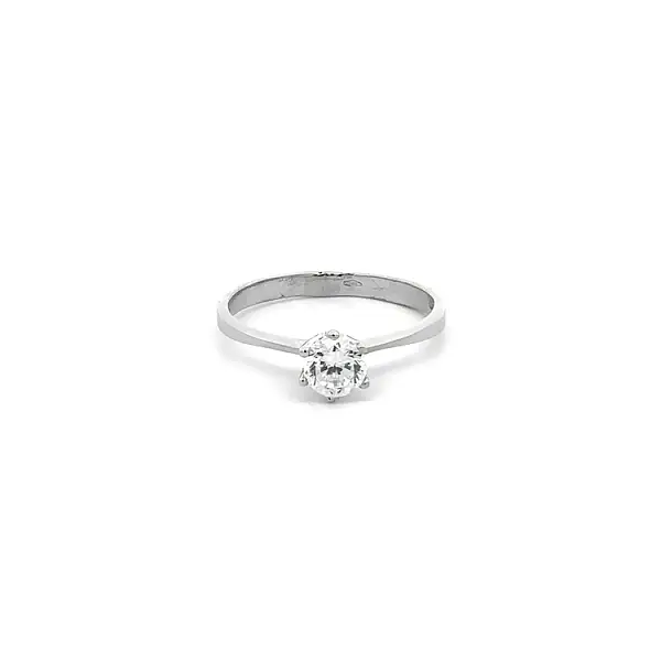 Engagement Ring with White Gold Zircon