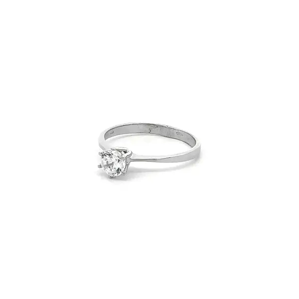 Engagement Ring with White Gold Zircon