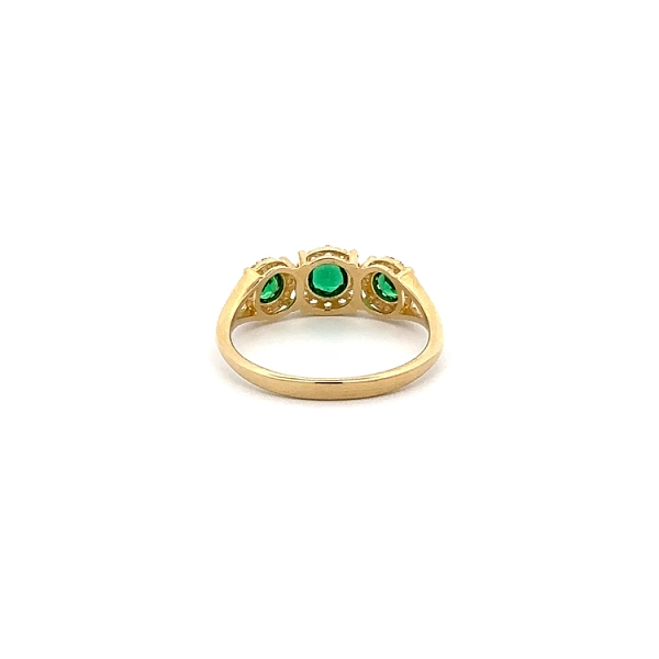 Gold Ring with Emerald Surrounded by Fine Zircons