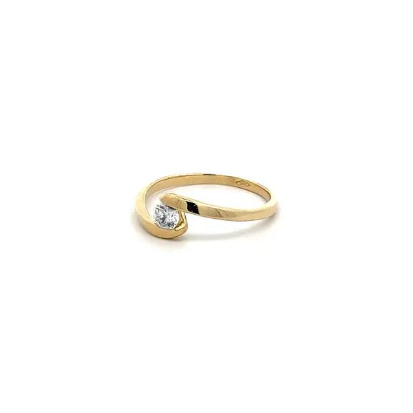 Gold Engagement Ring with Zircon